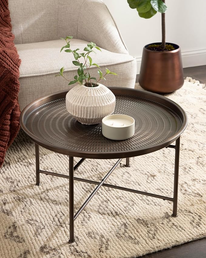 Kate and Laurel Mahdavi Modern Round Outdoor Coffee Table; 25 x 25 x 16; - Image 5