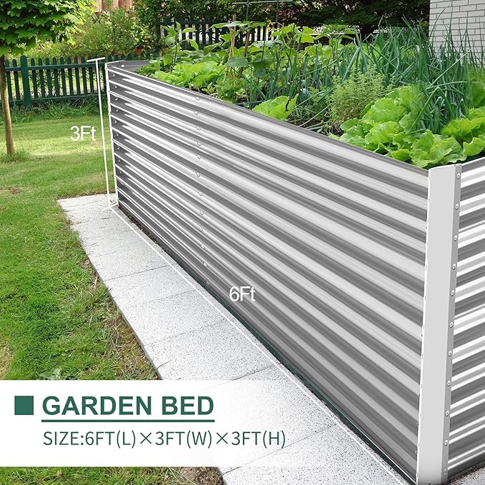 Land Guard 6x3x3ft Rectangular Galvanized Raised Garden Beds, Large-Capacity - Image 3