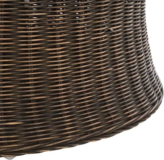 SAFAVIEH Home Collection Ruxton Dark Brown Rattan Round Coffee Table Ottoman - Image 8