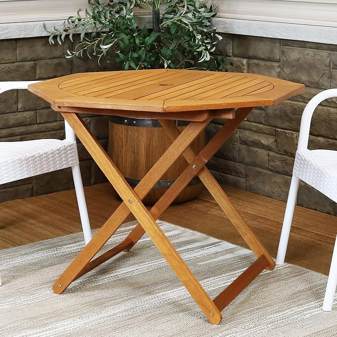 Sunnydaze Folding Meranti Wood Outdoor Dining Table - Image 6