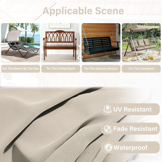 Porch Swing Cushion with Backrest, Waterproof Bench Cushion - Image 5