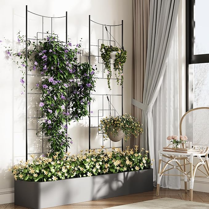 Garvee Baroque Style Metal Garden Trellis & Privacy Screen, Decorative Plant - Image 5