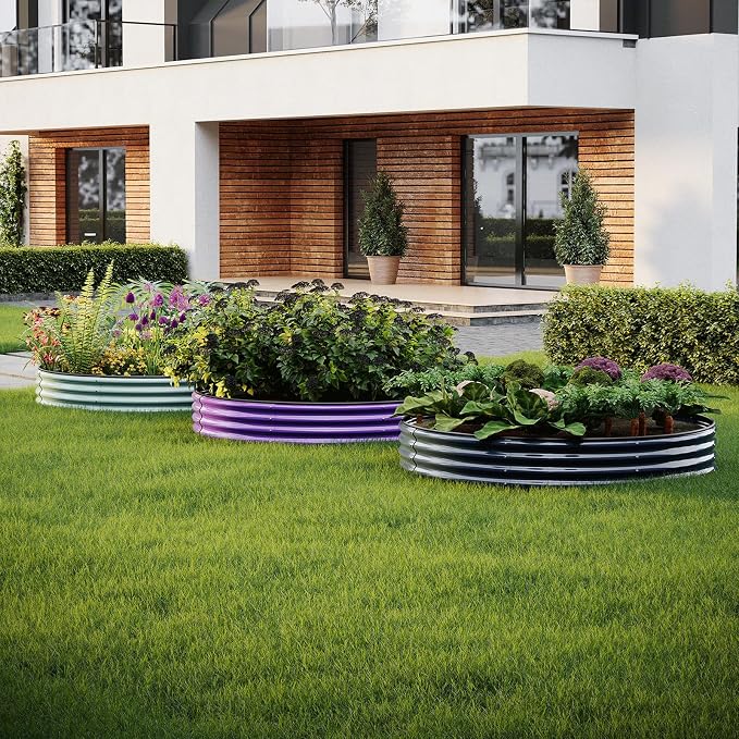 Galvanized Metal Planter Round Raised Garden Bed Kit - Image 6
