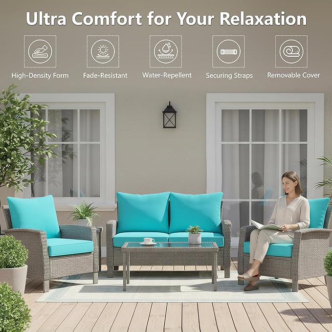 22x22 Inch Patio Chair Cushions Set of 4, Outdoor Furniture Cushions - Image 2