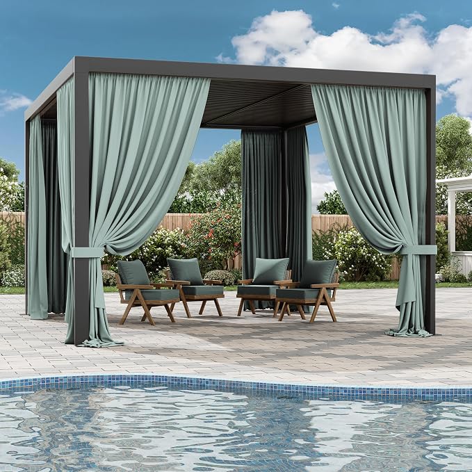Gazebo Universal Replacement Privacy Curtain, 4-Panels Sidewall Curtains - Image 6