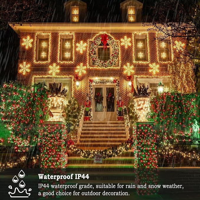 KNONEW Outdoor Christmas Lights 500 LED 197ft String Lights 8 Modes & Memory - Image 9