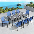 Patio Dining Set 9 PCS, 8 Stable Outdoor Dining Chairs by SUNSHINEVALLEY