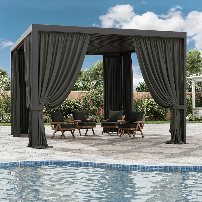 Gazebo Universal Replacement Privacy Curtain, 4-Panels Sidewall Curtains - Image 6