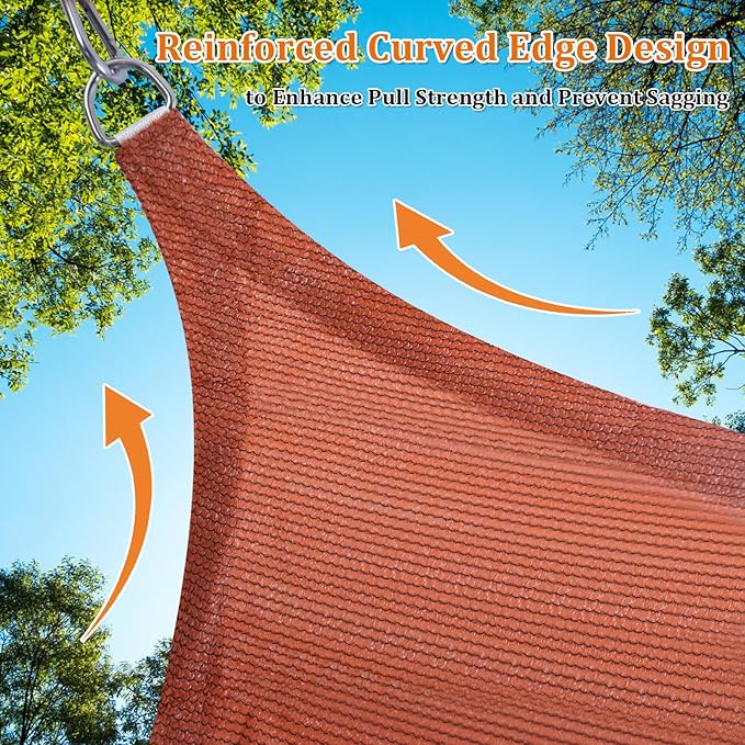 Shade&Beyond Shade Sail 14'X14'X19.8' Triangle Rust Red Breathable UV Block - Image 5