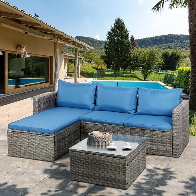Shintenchi Outdoor Patio Furniture Sets, Small Outdoor Sofa Patio Sectional - Image 2