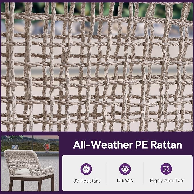 PURPLE LEAF Counter Height Bar Stools Set of 4 Outdoor Bar Chair - Image 5