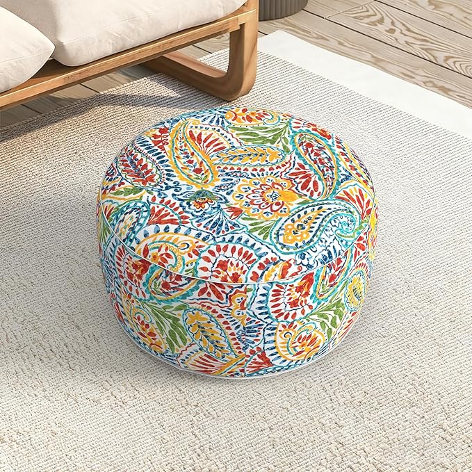 LVTXIII Indoor/Outdoor Extra Large Inflatable Ottoman Pouf D31 x H14 Inch - Image 5