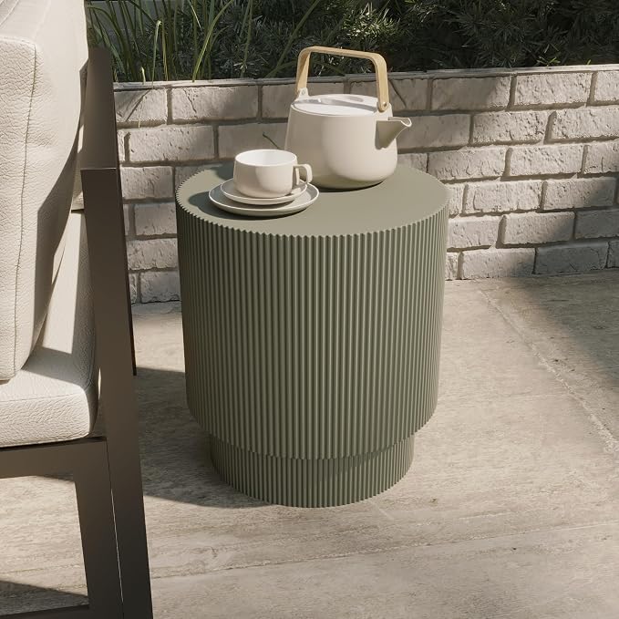 LeisureMod Modern Side Table Round Fiberstone Top Accent End Table - Image 4