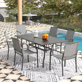 7-Piece Outdoor Dining Set, Powder Coated Steel Table by Anmutig