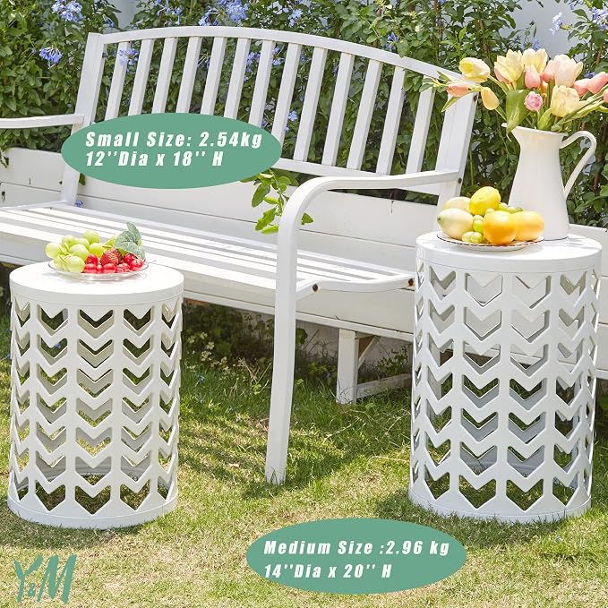 Y&M Set of 3 Metal Round Coffee Table, Side Table End Table - Image 4