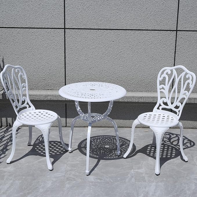 3 Piece Bistro Set, Outdoor Patio Set, Anti-Rust Cast Aluminum Bistro Table Set - Image 7