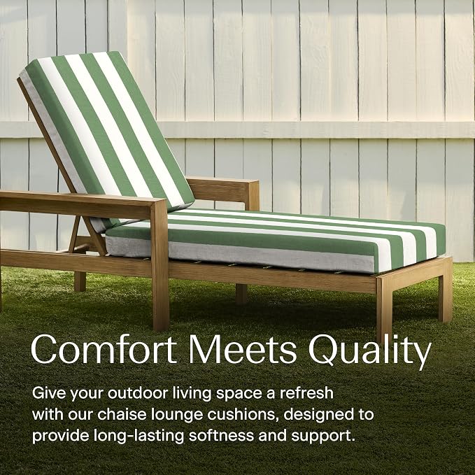 Honeycomb Outdoor Heritage Chaise 21.5 x 70, Cabana Stripe Green & Cream Chaise - Image 2