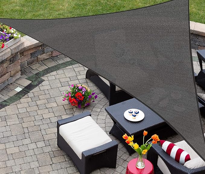AsterOutdoor Sun Shade Sail Triangle 16' x 16' x 16' UV Block Canopy by AsterOutdoor