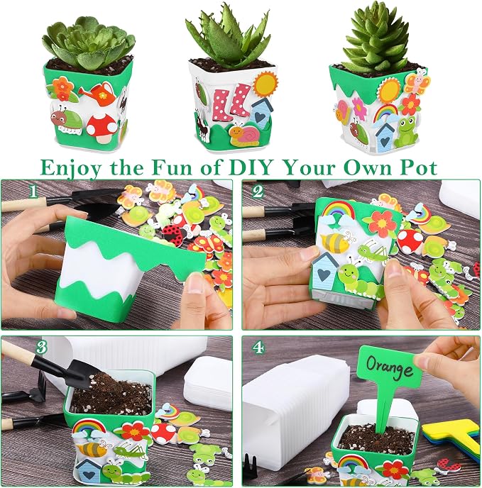 Elcoho 36 Set Garden Plastic Pot Craft Kit Plant Spring Craft Kits - Image 4