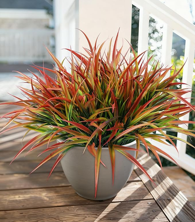 Ivydale 12Pcs Fake Plants Outdoor Artificial Plastic Grass Spring Decoration UV by Ivydale