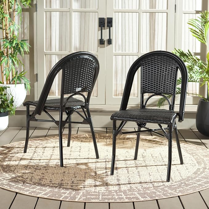 SAFAVIEH Outdoor Collection Torino Black Parisian Bistro Chair Set of 2 - Image 10