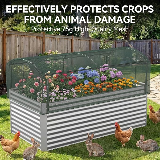 8x4x3 ft Tall Galvanized Raised Garden Bed - Image 5