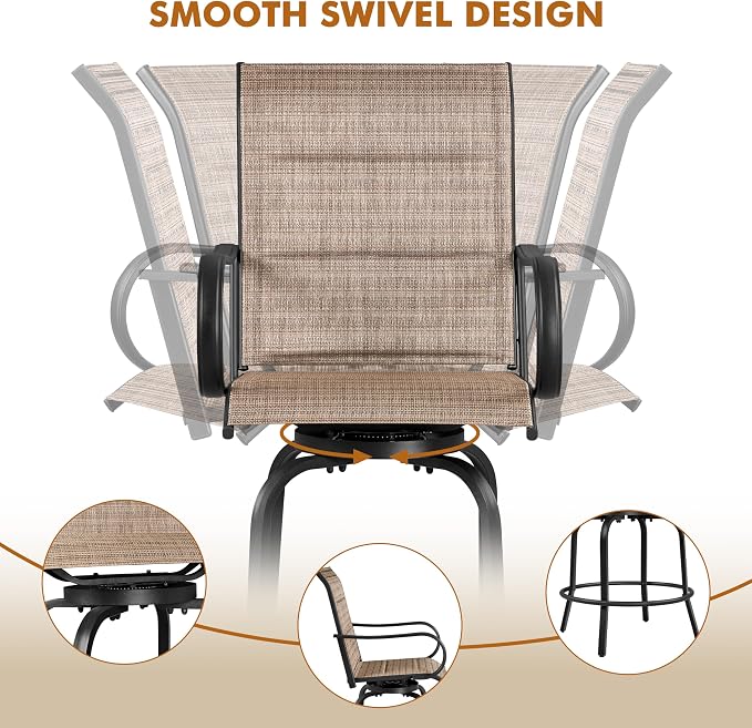 Yaheetech 6 Piece Patio Swivel Bar Stools Texteline Bistro Chairs - Image 5
