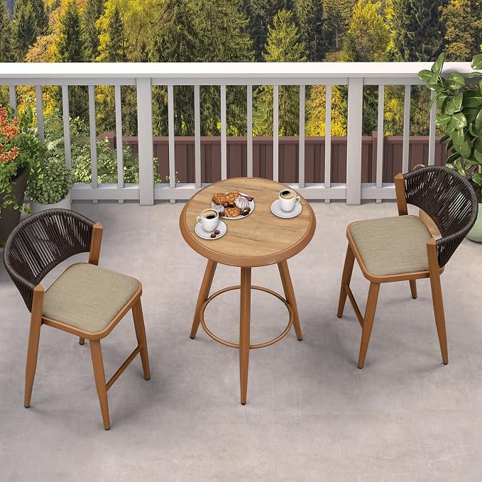 PURPLE LEAF Outdoor Round Bar Table Patio Aluminium Modern Bistro Table by PURPLELEAF