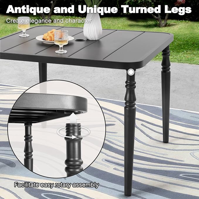 NUU GARDEN Outdoor 37” Dining Table, Square Metal Dining Table - Image 6