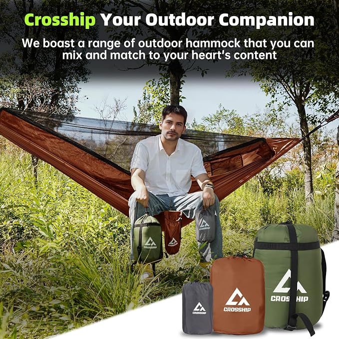 Camping Hammock with Mosquito Net – Portable Parachute Nylon Hammock Tent with - Image 4