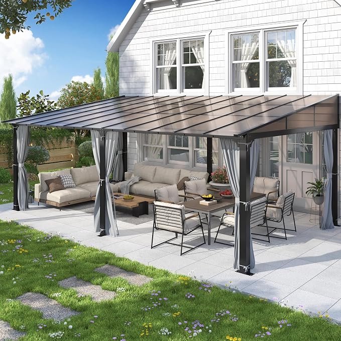 COVERONICS 12' X 20' Outdoor Polycarbonate Lean to Gazebo by COVERONICS