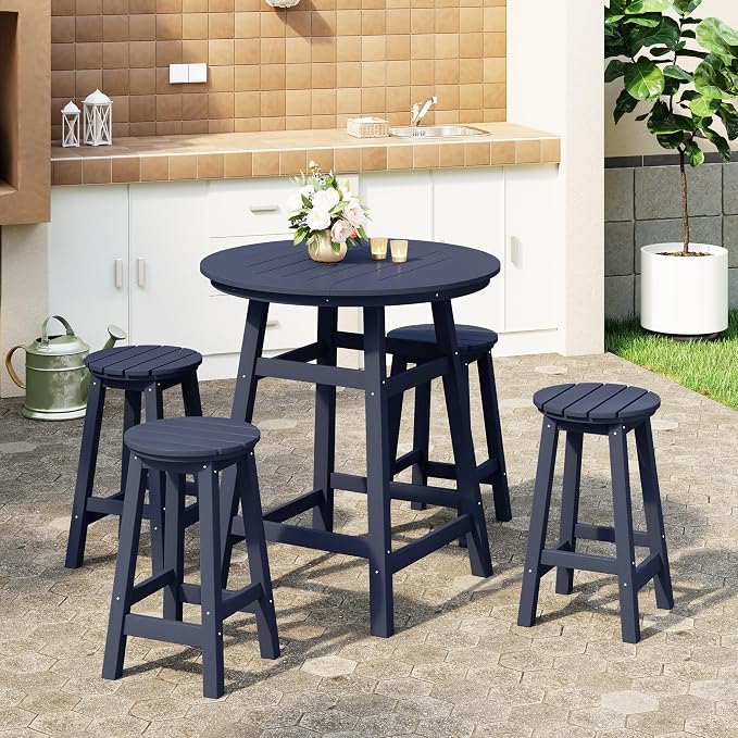 WestinTrends Malibu 5-Piece HDPE Outdoor Patio Dining Bar Bistro Table Set - Image 2