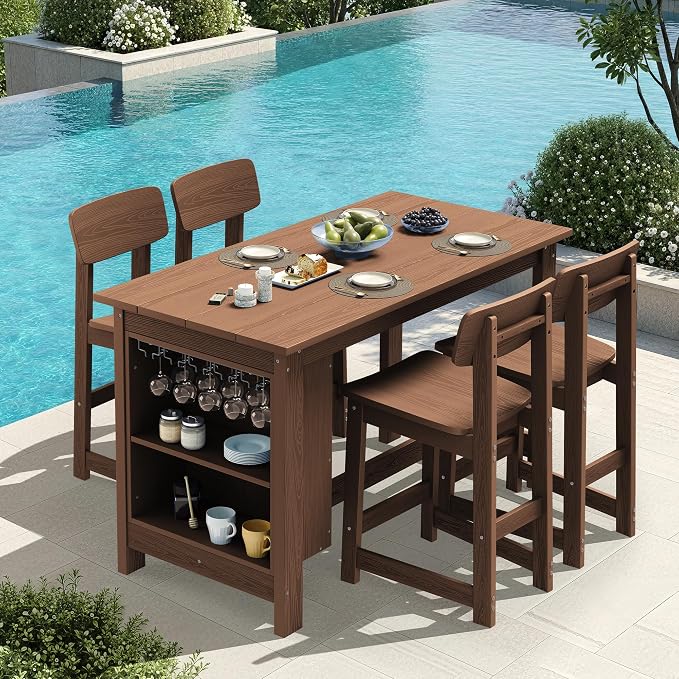 SERWALL 10-Piece HDPE Counter Height Dining Table Sets - Image 6