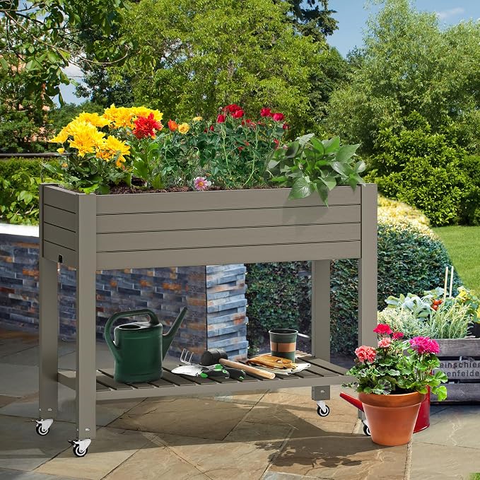 YITAHOME 43.3x17.7x34 in Elevated Garden Bed 2pcs, Outdoor Plastic Planter Box - Image 8