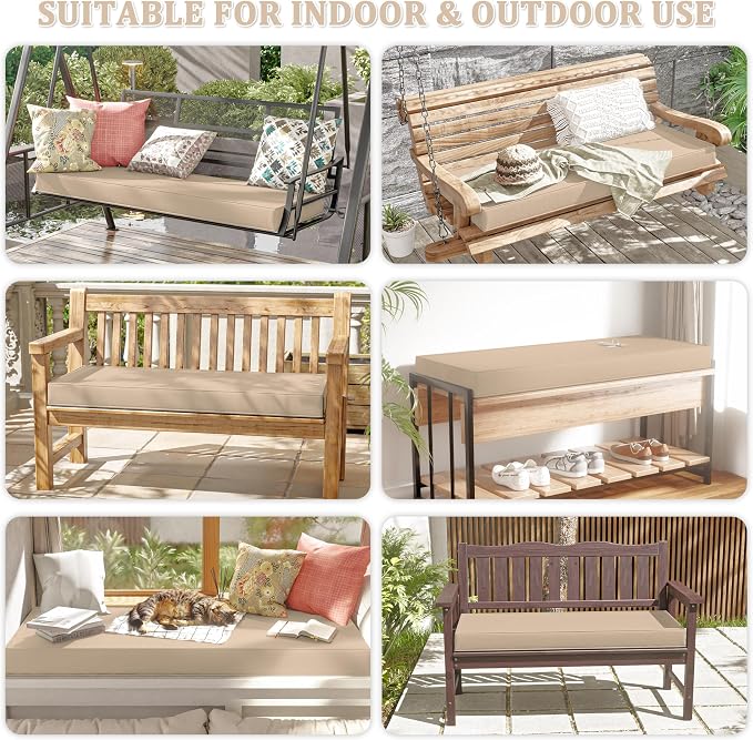 Premium Outdoor Bench Cushions for Patio Furniture 3.5inches Memory Foam Bench - Image 6
