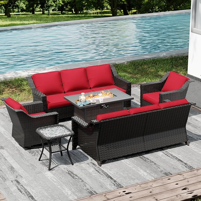 Joyside Wicker Patio Furniture Sets, 6 Pieces Upgraded Large Size Outdoor - Image 7