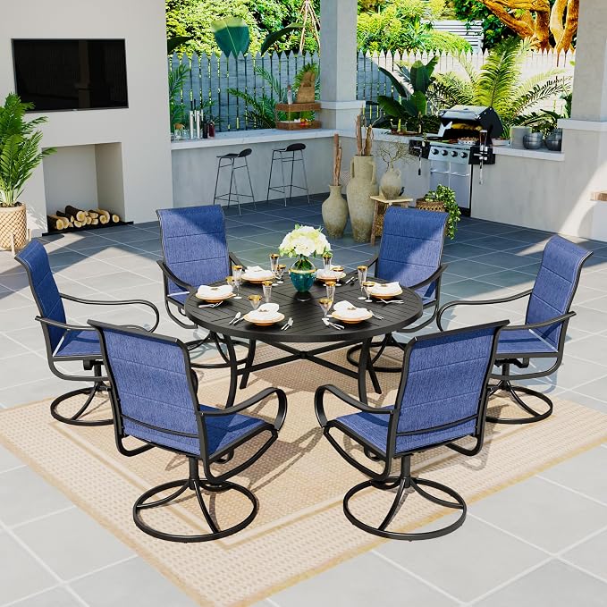 Sophia & William 7 Pieces Outdoor Patio Dining Set, 6 x Swivel Patio Dining by SophiaWilliam