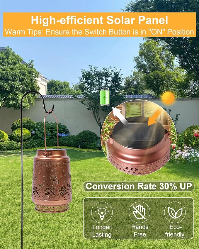 2 Pack Butterfly Solar Lanterns Outdoor Waterproof, Garden Decor Birthday Gifts - Image 7