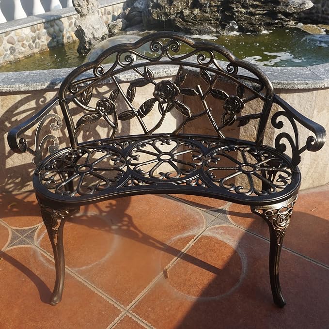 KAILI Garden Bench, Metal Aluminum Rose, Suitable - Image 2