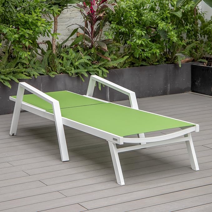 LeisureMod Marlin Patio Chaise Lounge Chair, Adjustable Outdoor White Aluminum - Image 8