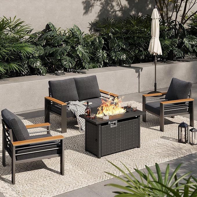 Aoxun Aluminum Outdoor Patio Furniture Set, 5-Piece Outdoor Sectional by Aoxun