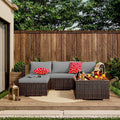 Outdoor Patio Sofa Set PE Wicker Rattan Sectional Conversation Sofa by Qsun