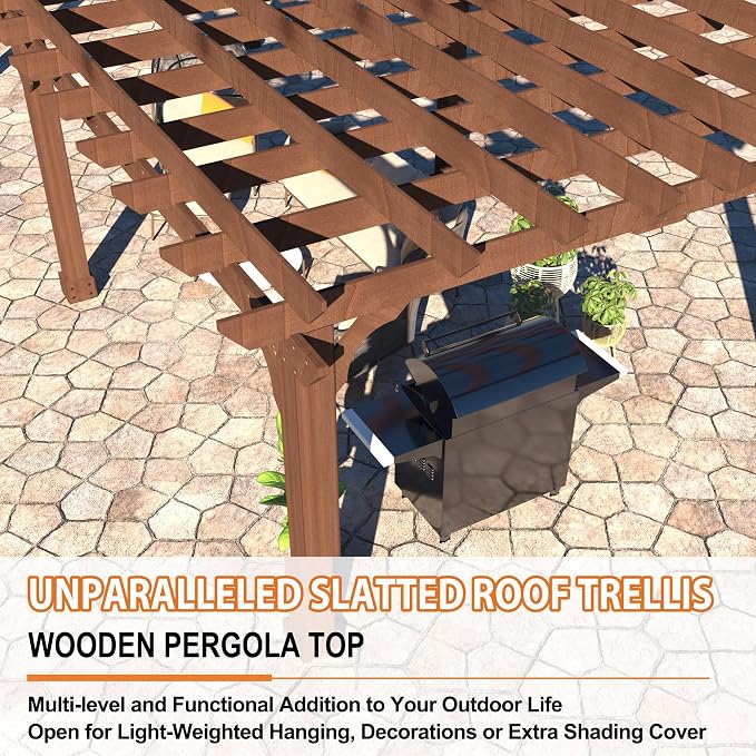 MUPATER 12x20 FT Retratable Wooden Pergola Gazebo - Image 4