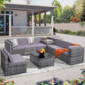 8-Piece Patio Furniture Set, Outdoor Wicker Rattan Sectional by KROFEM