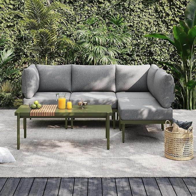 Sundale Outdoor 5 Pieces Patio Furniture Set, Metal Sectional Sofa Patio by SundaleOutdoor