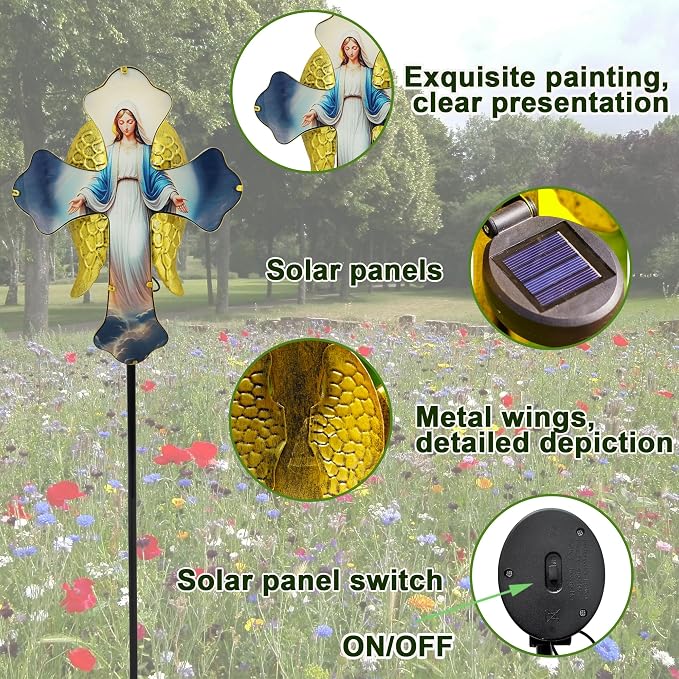 Solar Virgin Mary Cross Garden Lamp - Image 5
