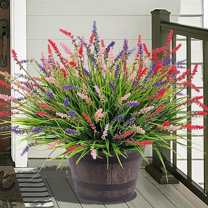 Artificial Faux Plants Flowers for Outdoor Decorations, Fake Monkey Grass for by Ammyoo