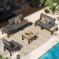 Aluminum Modular Outdoor Patio Furniture Set, 6 Seats Patio Sectional Sofa Set by Oasbira