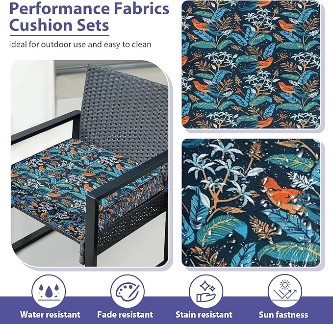 Outdoor Chair Cushions Set of 4, Waterproof Outdoor Seat Cushions - Image 3
