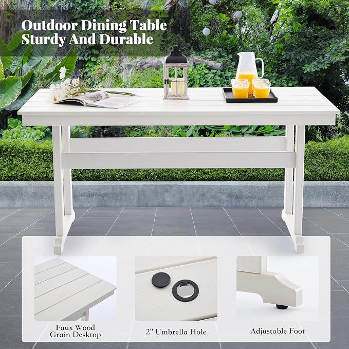 HDPE Outdoor Dining Set, 6-Piece Outdoor Table and Chairs Include 4 Dining - Image 4